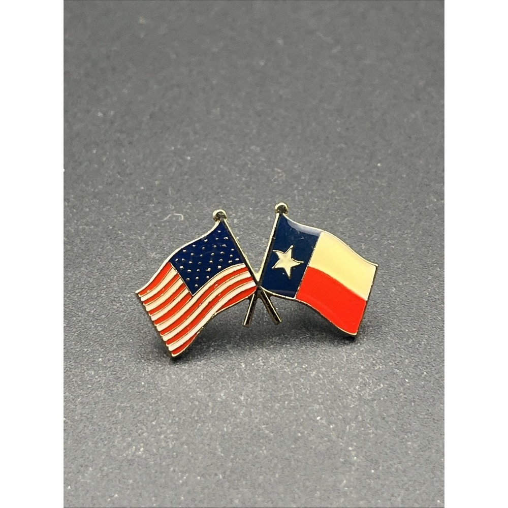 United States Of America State Of Texas Crossed‎ Flags Lapel Hat Pin